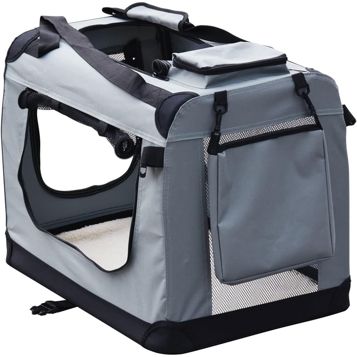 Складана переносна переносна коробка для собак та котів Fudajo, сіра, розмір S (50x35x35 см)
