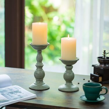 Sziqiqi 3-Piece Candle Holder Set, Candle Stand, Vintage Candle Holders, Lantern Holders Made of Metal, Candle Holders for Pillar Candles, Candle Stand Decoration for Wedding Party, Small+Medium+Large (Blue, Small+Large)