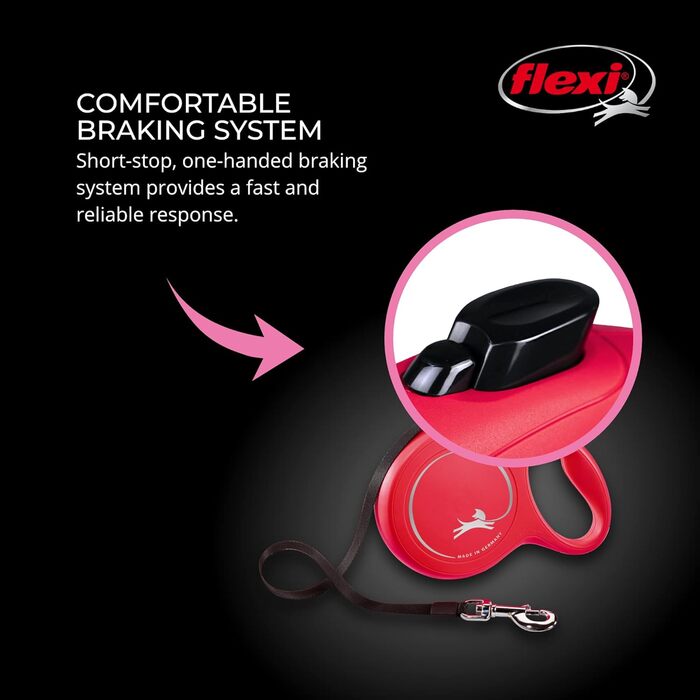 Рулетка для собак Flexi Classic, червона, розмір S, до 11,8 кг, 4,8 м