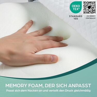 Ортопедична подушка для шиї Flowen з ефектом пам'яті (Memory Foam), ергономічна подушка від болю в шиї та хропіння зі знімним чохлом