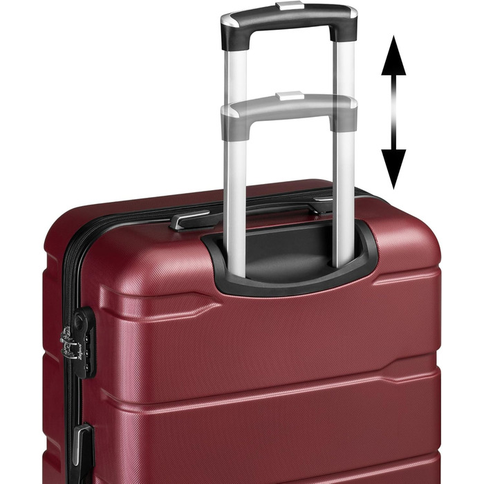 Набір валіз Zelsius 4 шт. з ABS, з кодовим замком, 4 колеса, внутрішній роздільник | Набір валіз 4 шт., Trolley, велика валіза, Luggage Set, ручна валіза (Червоний, 4-частинний)