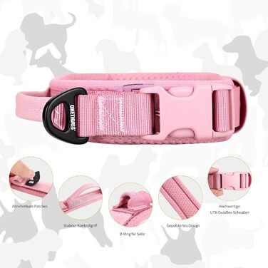 Нашийник для собак OneTigris, тактичний, XS (25-33 см), рожевий
