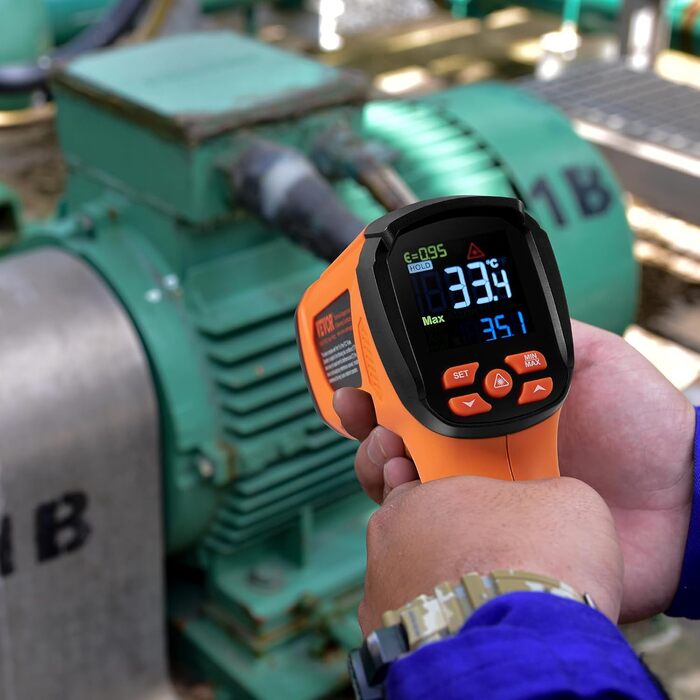 VEVOR Infrared Thermometer IR 50:1 Pyrometer -40°C to 1500°C Laser Temperature Meter 180x120x60mm Temperature Measuring Device Not a Human Body Thermometer for Cooking/Barbecue/Freezer/Industry