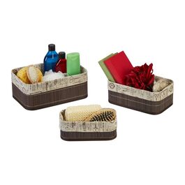 Relaxdays 3-Piece Bamboo Storage Baskets