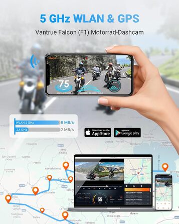 Мотоциклетний відеореєстратор VANTRUE F1 4K + 1080P (передній та задній), нічна зйомка STARVIS