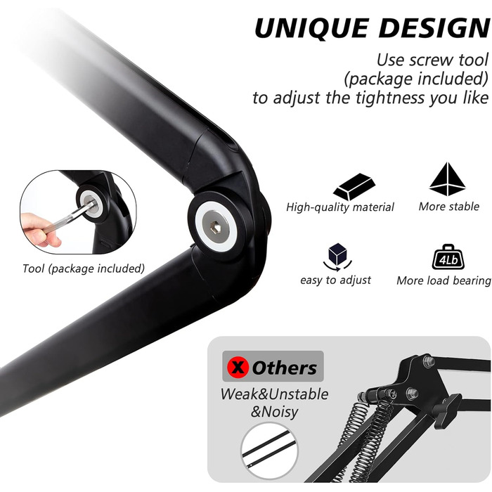 Тримач для мікрофона SUNMON для HyperX QuadCast та інших моделей, регульований, з адаптером 3/8' - 5/8'