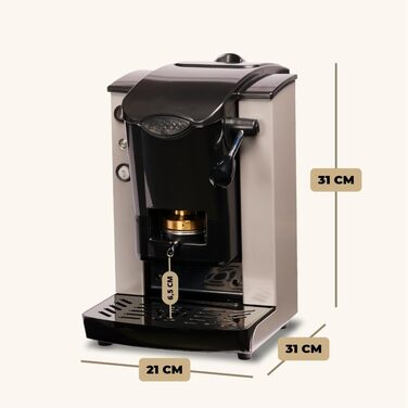 FABER COFFEE MACHINES | Slot Plast Model | POD Coffee Machine 44 mm | Adjustable Brass Pad Press (GRAY/BLACK)