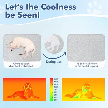 Rywell Cooling Mat for Dogs - Upgarde Colorfastness Thickening Washable Self-Cooling Cold 70×90cm Dog Mat - Non-Slip Soft Water-Absorbing Odorless Summer Dog Blanket for Dogs Cats - L - Grey