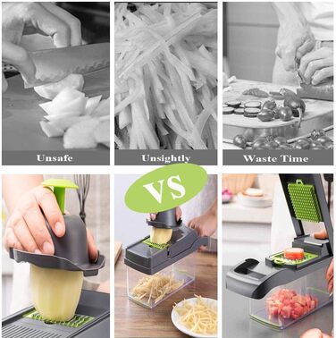 Мандоліна для нарізки овочів та фруктів, овочерізка, шинкувальник, набір з 6 лез з нержавіючої сталі, для картоплі, помідорів, цибулі, сиру