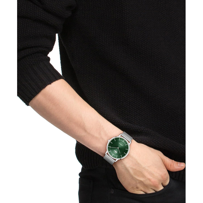 Годинник чоловічий Lacoste Crocorigin Quartz (світло-зелений) на браслеті (сталь/шкіра)