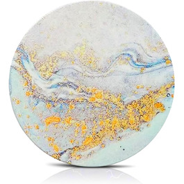 Guruji Divinity Absorbent Ceramic Stone Coasters, Set of 6, with Cork Bottom, Fun Drink Coasters with Holder for Cold Drinks, Wine Glasses and Cups, Table Protection, 10.2 cm (purple) (Glossy - White)