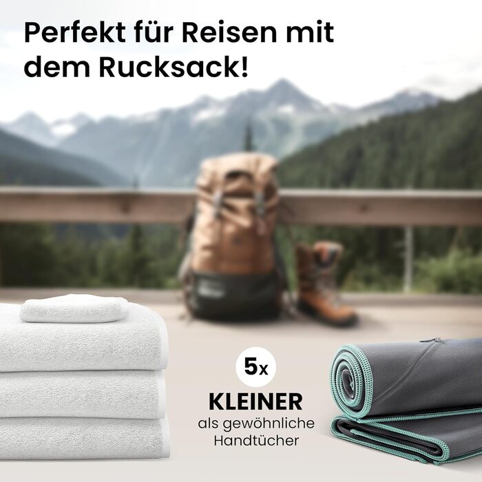 Набір рушників з мікрофібри (2 шт): швидковисихаючі, компактні, легкі. Великі та малі рушники з мікрофібри для спорту, подорожей, фітнесу, кемпінгу. Сірий колір.