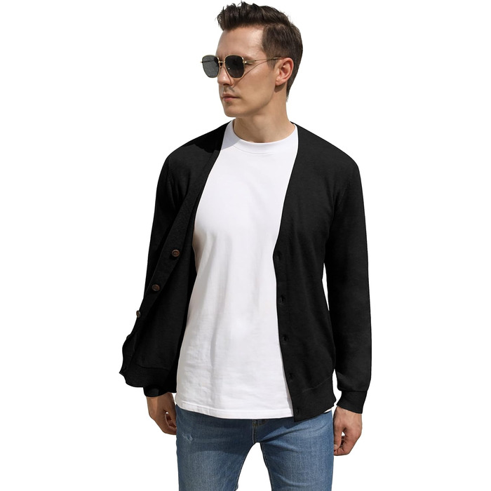 Чоловічий светр Hisir з V-подібним вирізом, легкий та елегантний, чорний, розмір M