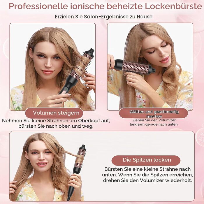 Мультистайлер для волосся 6 в 1 UKLISS Air Styler Set: фен-щітка, насадки для завивки та випрямлення, дифузор, LCD-дисплей, 1000 Вт (жовто-чорний)