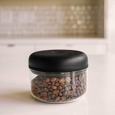 Fellow vacuum storage containers for coffee and food, integrated vacuum pump, airtight seal, 0.4 liters, clean glass