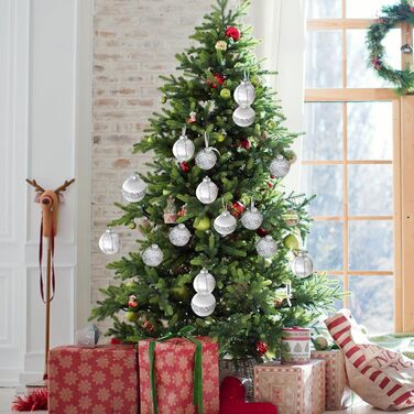 9 шт. Скляні ялинкові кулі срібного кольору з блискітками для прикраси ялинки