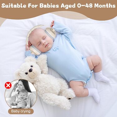 Навушники для захисту вух дітей, 0-4 роки, 25dB – регульовані, з неслизьким обручем, для літака, свят та подорожей