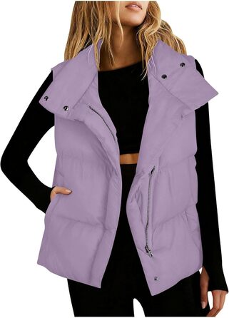 Жіноча куртка з пухом, легка, на блискавці, класична модель, тепла, для осені та зими, оверсайз (XL, світло-фіолетовий)