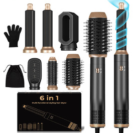 Фен-щітка 5-в-1 Airstyler Pro 1000W з регулюванням напрямку повітря, іонізація, для створення об'єму, локонів та укладки волосся (сірий)