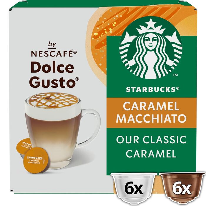 Кавові капсули Starbucks Caramel Macchiato для Nescafé Dolce Gusto, середній обсмаження, 72 капсули (6 x 12)