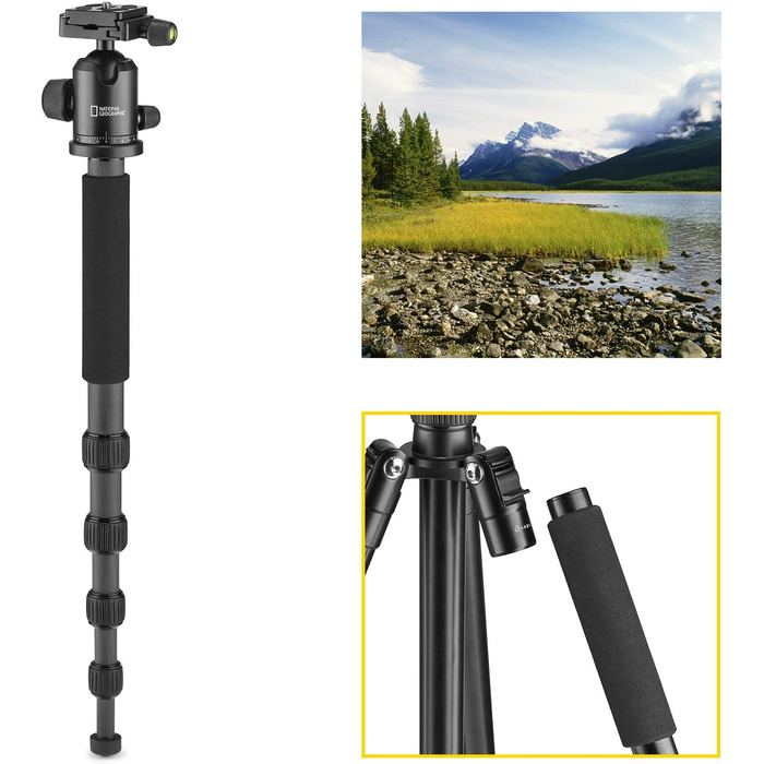 Штатив National Geographic Foto з моноподом, карбон, 5-секційний, до 8 кг, з кульковою головкою та сумкою (NGTR004TCF)