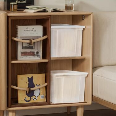 Iris Ohyama Versatile Storage Boxes, 30L, 6-Piece Set, Easy-Close Lid, Stackable, Plastic, For Closet, Shelves, Organization, Clothing, Bedding, Garage, USB-M (Transparent, 30L / 3-Piece Set)
