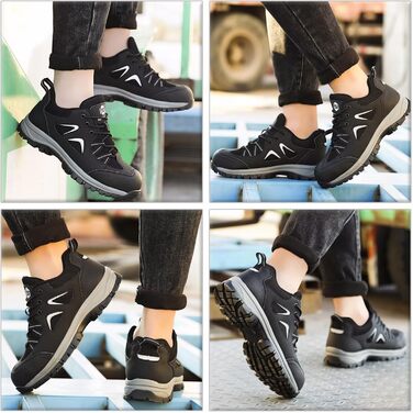 Черевики робочі чоловічі/жіночі, захисні, легкі, дихаючі, антиковзкі, з металевим підноском (чорні, 38 EU)