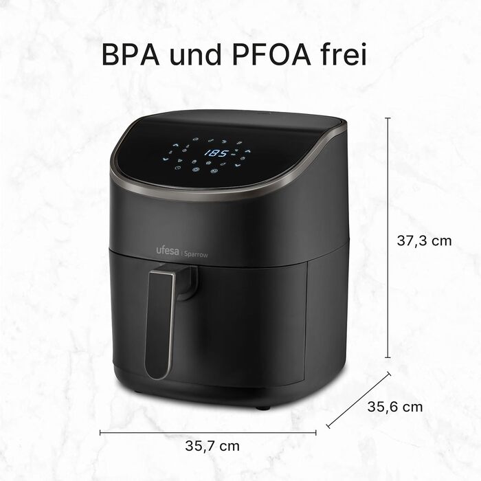 Фритюрниця Ufesa Phantom AF5000 з гарячим повітрям, 5L, Wi-Fi, LED-дисплеєм, 1500W, ексклюзив від Amazon, з функцією приготування на пару (6L)