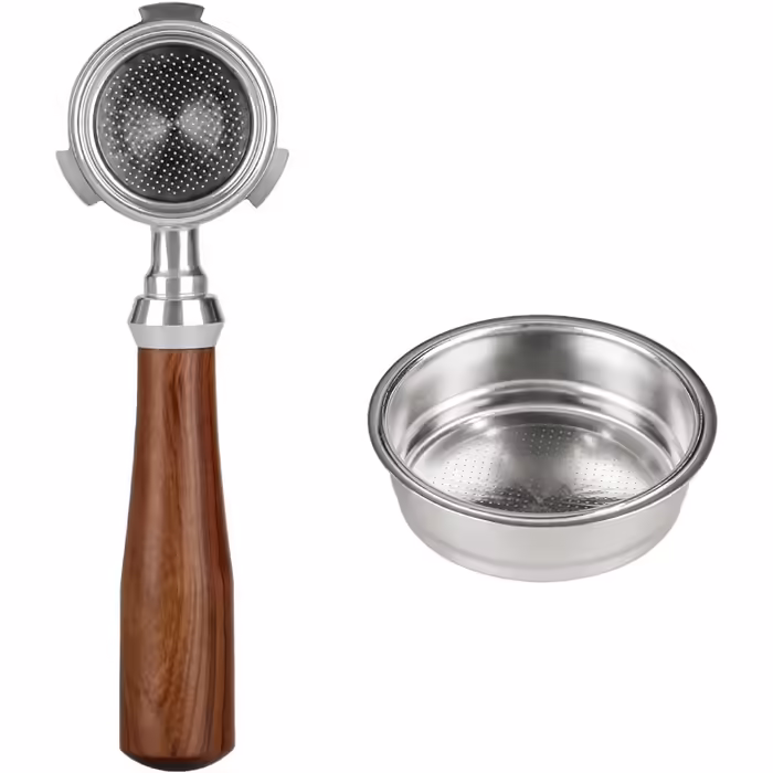 IRISHOM 51mm Bottomless Portafilter, Compatible with EC680 / EC685 Filter Baskets, Stainless Steel, 285g, Rosewood Handle, Compatible with Delonghi Bottomless Portafilters, Coffee Accessories, Coffee Holder