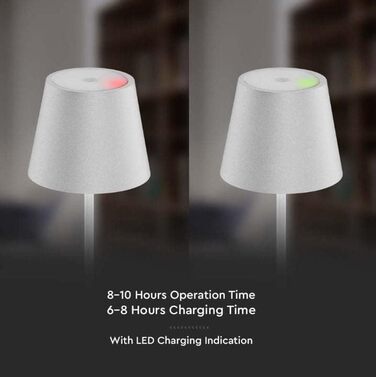 LED-лампа настільна V-TAC з бездротовим живленням та сенсорним керуванням, акумулятор 4400mAh, тепле світло 3000K, IP54 для використання в приміщенні та на вулиці