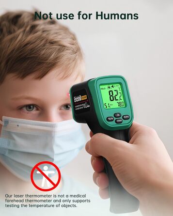 Інфрачервоний термометр ERICKHILL -50°C до 800°C, безконтактний цифровий лазерний термометр з щупом для м'яса -50°C до 300°C, регульований коефіцієнт випромінювання – для приготування їжі/грилю/заморожування