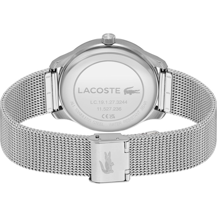 Годинник Lacoste Lisbon чоловічий кварцовий з браслетом з нержавіючої сталі (срібний, сітчастий/ланцюговий/шкіряний)
