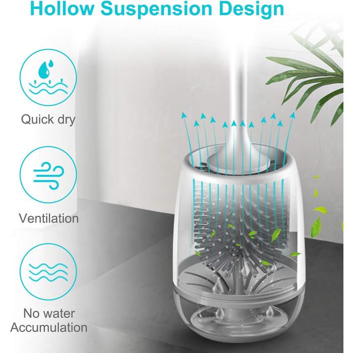 Силіконова щітка для унітазу EWEIMA з швидким висиханням та настінним кріпленням, 11.3 x 14 x 43.1 см