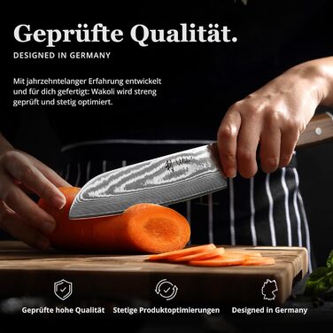 Ніж кухонний Wakoli Santoku Damast (18 см), сталь VG10, 67 шарів, рукоять з горіха, професійний, в подарунковій коробці