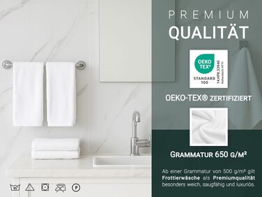 Набір махрових рушників для рук ZOLLNER, 50x70 см, 6 шт, білі — високопоглинаючі бавовняні рушники готельного преміум-якості, сертифіковані Oeko Tex