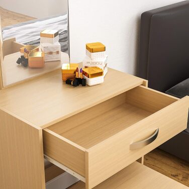 Туалетний столик Vida Designs Isla з дзеркалом і пуфом, 1 шухляда, для макіяжу, косметики, зберігання, спальня, дерево сосна, 130x39x63,5 см