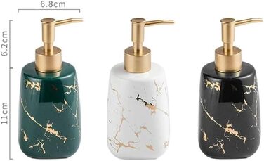 Керамічний дозатор для мила FülleMore, 350 мл, наповнюваний, золото, мармур, для кухні та ванної кімнати