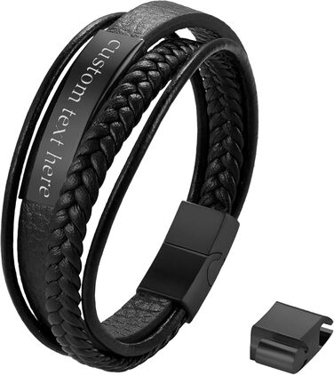 Чоловічий шкіряний браслет JewelryWe, ручної роботи, плетіння з кількох рядів, сталевий магнітний замок, регульований, для чоловіків та жінок (колір: коричневий, 3 шт.)