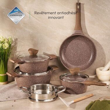 Набір каструль та сковорідок JUST PERFECTO з нержавіючої сталі (21 предмет) - індукційне покриття, без PTFE та PFOA, зелений