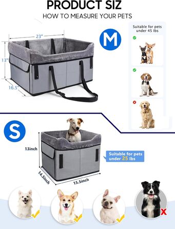 Автомобільний лежак для собак середніх порід, переноска-корзина для собак, з ременем безпеки та плюшевою подушкою, 45 кг