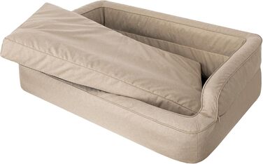 Dog bed, pet furniture, cat bed, removable cover, dog basket, dog cushion, dog lounger, sleeping places, dog sofa, Beige, XL: 96x62 cm
