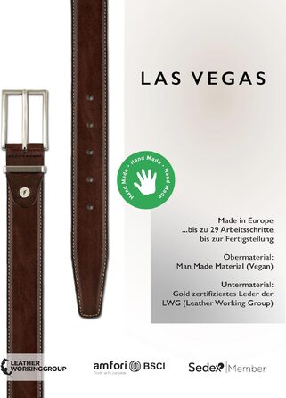 Чоловічий шкіряний ремінь FENIX LAS VEGAS з пряжкою, регульований, колір Коньячний коричневий, розмір 85