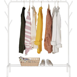 edihome Clothes Rack, Clothes Rod, 118X148X39cm, Shoe Shelf, Metallic, Stable, Clothes Organizer (White)