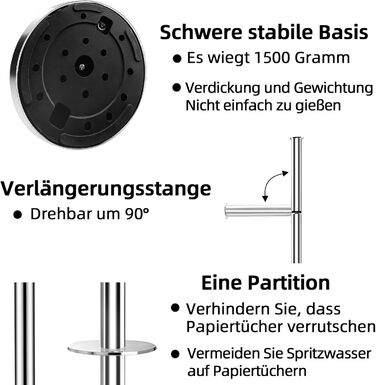 Тримач туалетного паперу з щіткою для унітазу з нержавіючої сталі 304 - сріблястий, 2-в-1