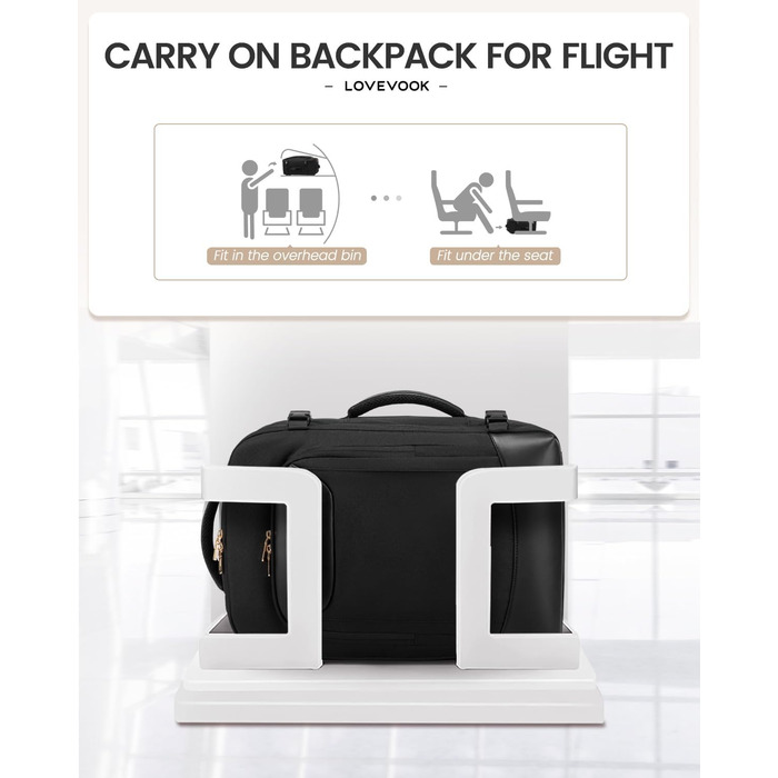 Чорний жіночий рюкзак OVEVOOK для подорожей та ділових поїздок, 40л, з відділенням для ноутбука, водонепроникний