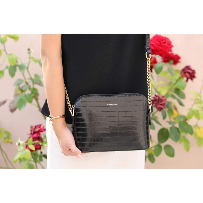 Сумка крос-боді David Jones жіноча зі штучної шкіри (екошкіра) чорного кольору з ланцюжком - елегантна повсякденна та вечірня сумка-клатч