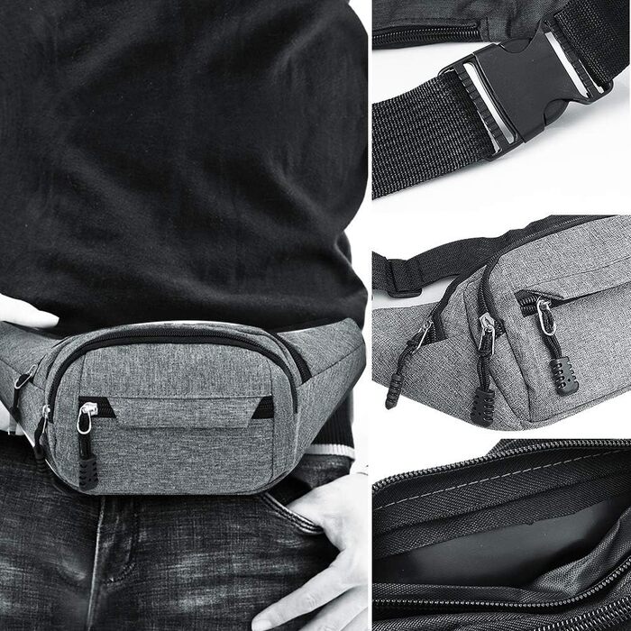 Водонепроникна поясна сумка - поясний ремінь для жінок та чоловіків, підходить для походів, кемпінгу, їзди на велосипеді та подорожей (Сірий Big)