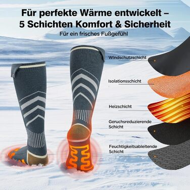 Гріючі шкарпетки для жінок та чоловіків, 5V 6000mAh, керування через додаток, зона нагріву збільшена на 30%, для катання на лижах, активного відпочинку, кемпінгу, походів та мотоциклів, розмір 38-44 EU