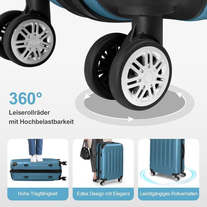 Набір валіз LEADZM 3 шт. з захистом кутів, ABS, телескопічна ручка, ручна поклажа, контрастне забарвлення (кремово-білий)