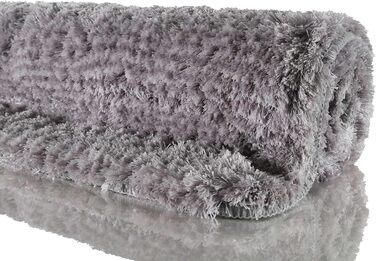 Homie Living Bath Rug, Bath Mat, fluffy, soft pile, non-slip and washable, San Piero (60 x 100 cm, Grey) Grey 60 x 100 cm